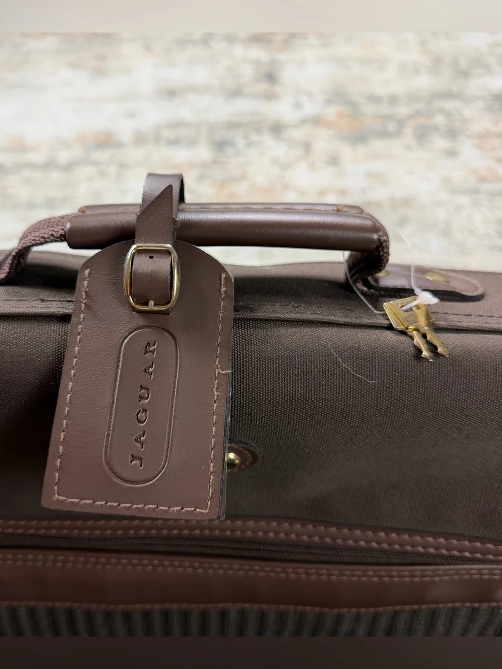 Vintage Jaguar Garment Folding Bag Travel Suit Carrier Brown & Brass 80s 90s